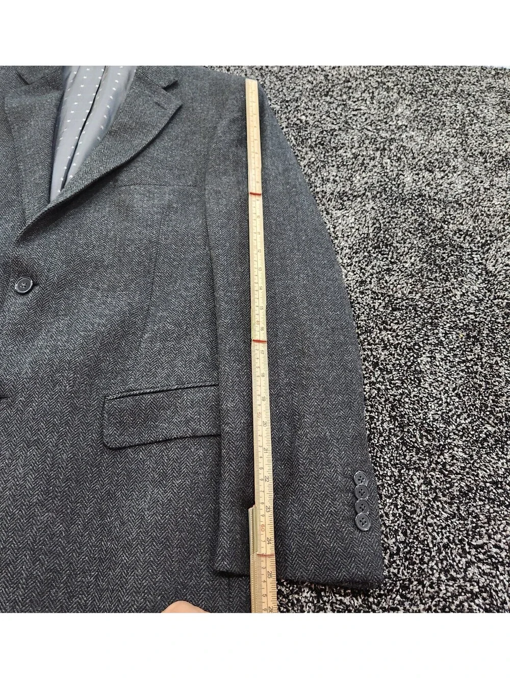 Studio Milano Italy 100% Cashmere 42L Charcoal herringbone blazer Sports coat